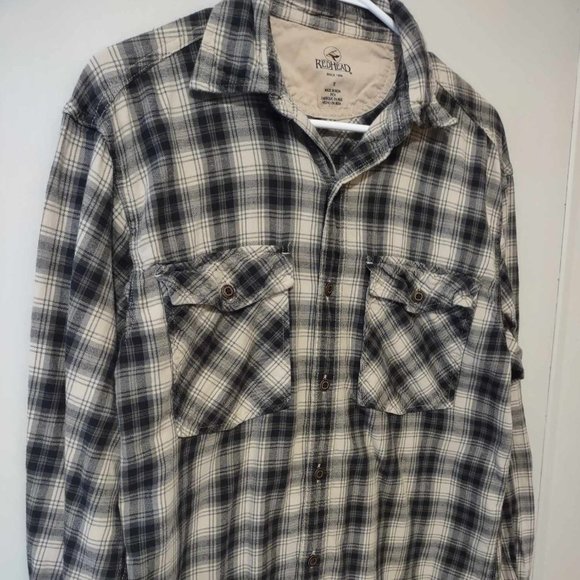 RedHead Men's Grey & Black Flannel Button Down L/S Shirt Size Small - Picture 2 of 5